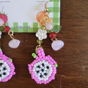 NWT Thorn & Fable Dragon Fruit Beaded Earrings